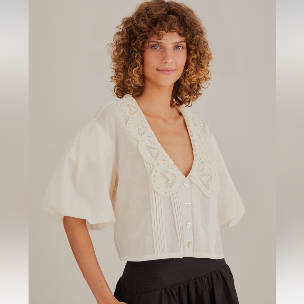 Farm Rio Off-White Richelieu Collar Shirt - NWT